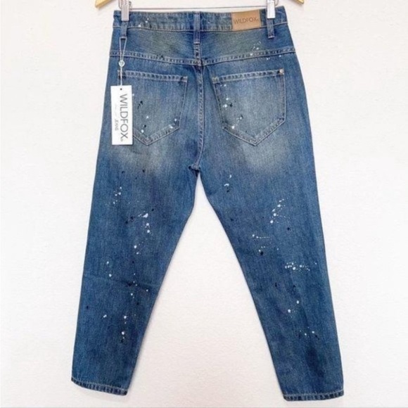 Wildfox Baggy Crop Jean Da Vinci Size 25 Distressed NWT Paint 100% Cotton - Picture 4 of 8